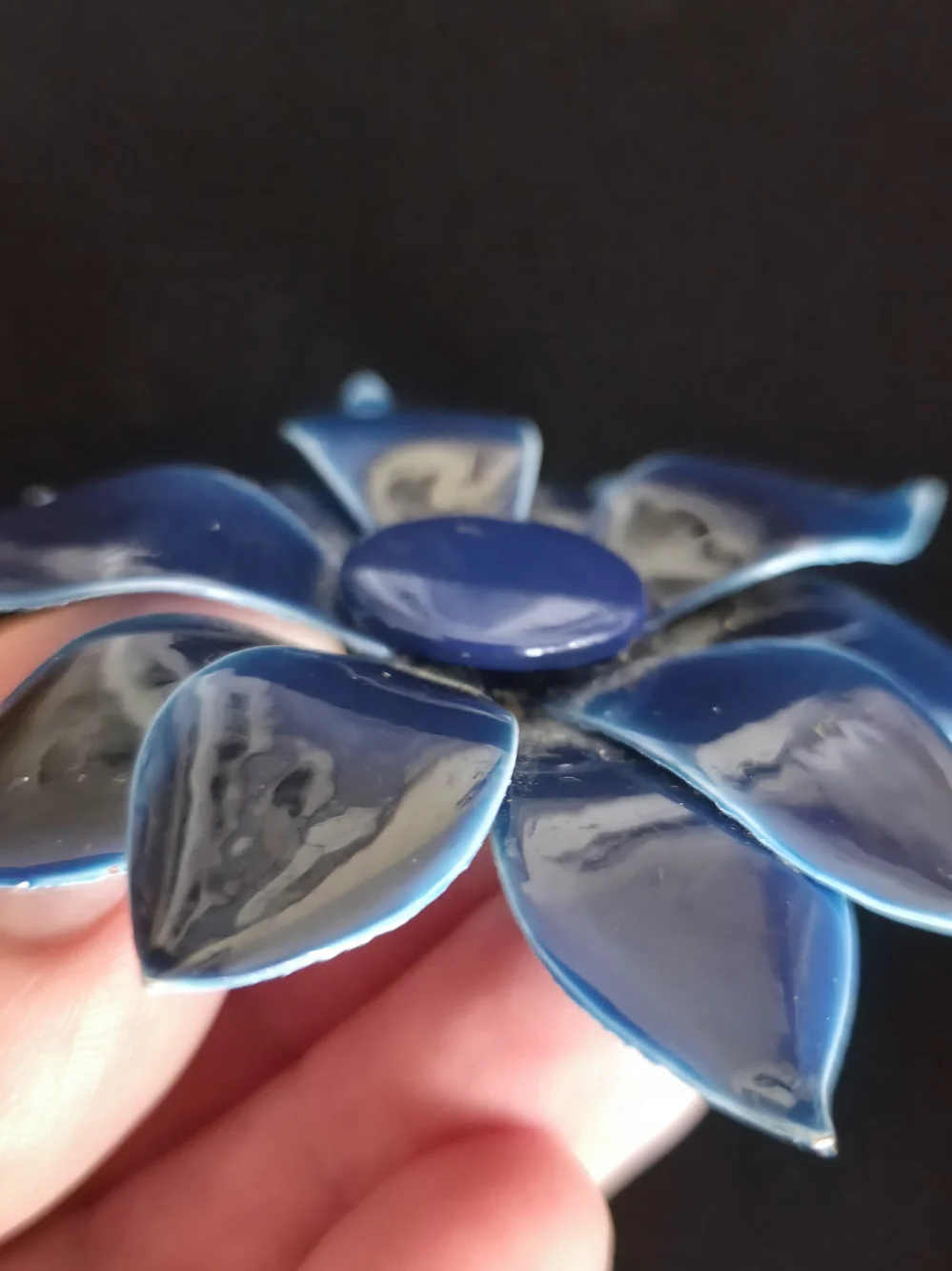 VTG Blue Flower Statement Brooch - Women Jewelry 70's